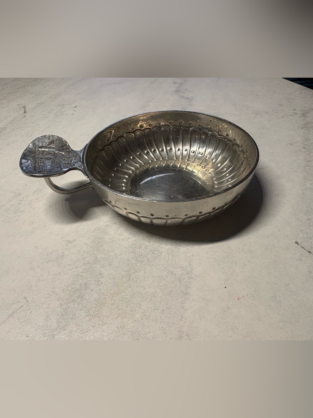 Decorative Silver-Tone Scalloped Bowl